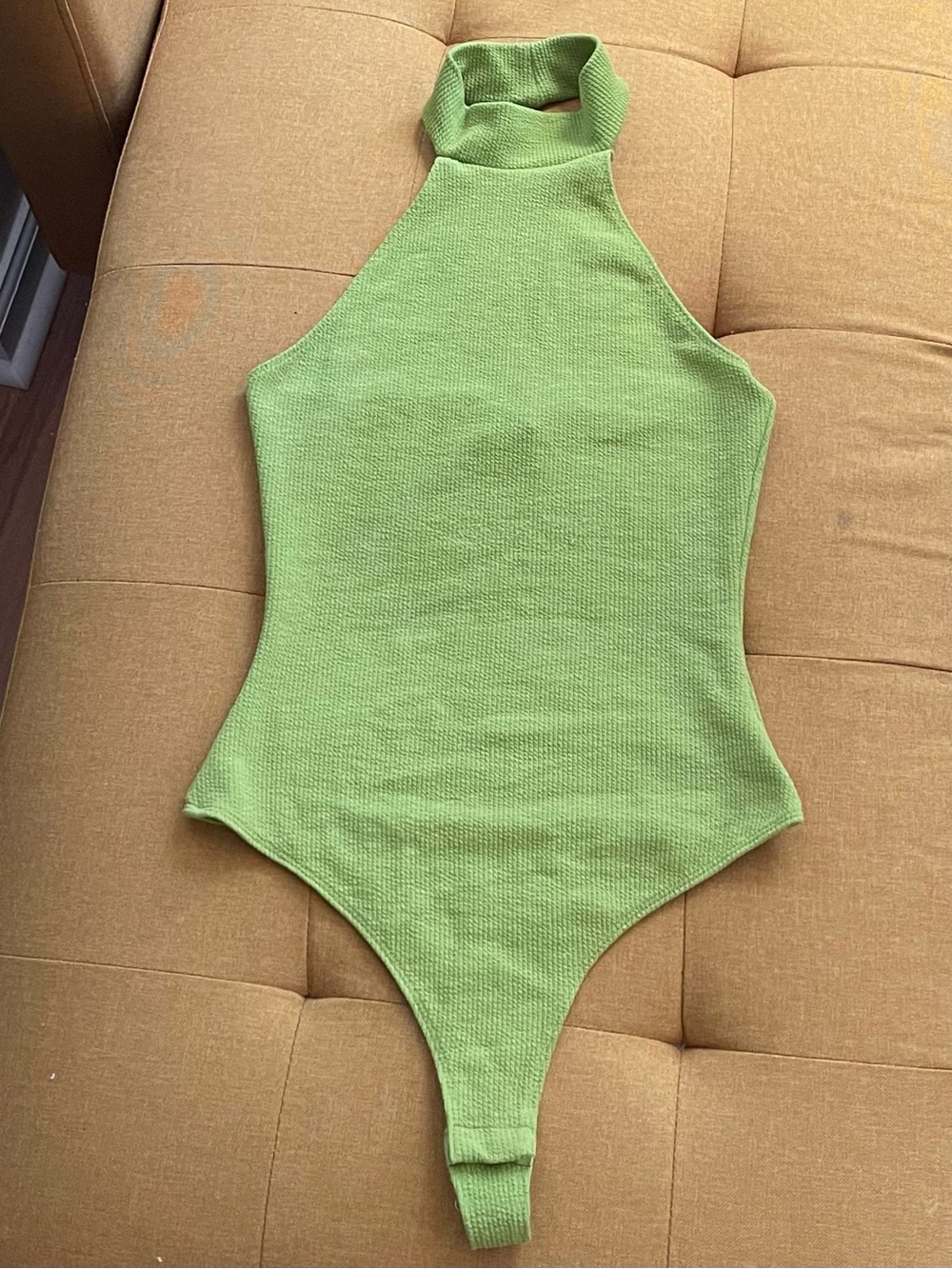 H&M Women’s Green Halter Ribbed Bodysuit